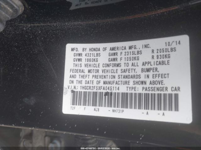 1HGCR2F5XFA045114 Honda Accord Sport