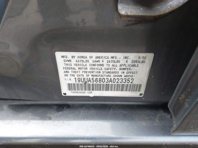 2003 ACURA TL 19UUA56803A023352 Photo 8