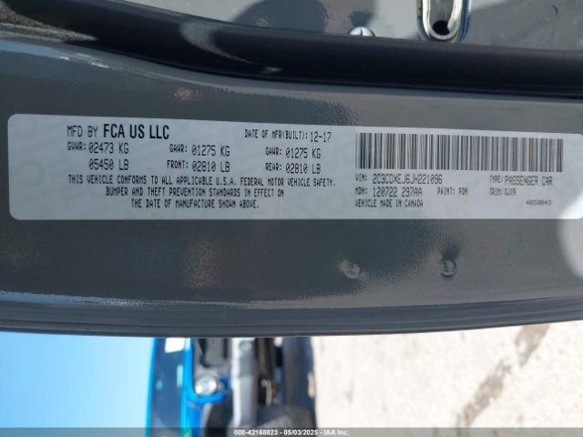 2C3CDXEJ6JH221096 Dodge Charger Srt 392 Rwd