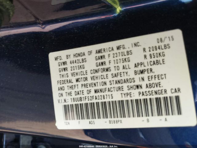 2015 ACURA TLX 19UUB1F52FA028715 Photo 8