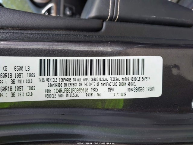 1C4RJFBG1FC605010 Jeep Grand Cherokee Limited