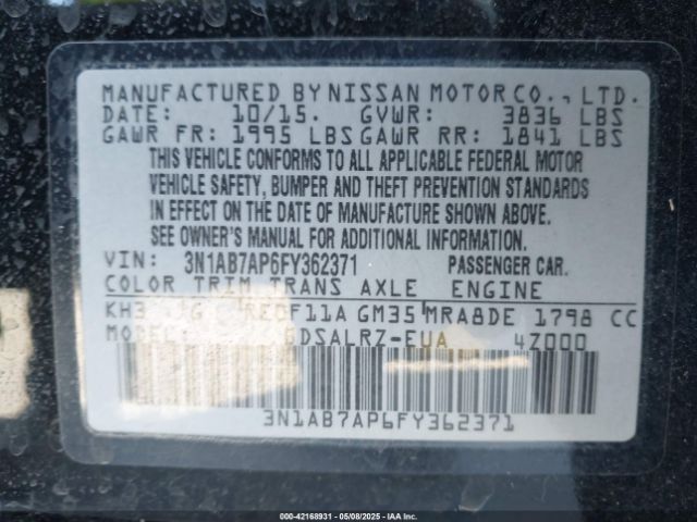 3N1AB7AP6FY362371 Nissan SENTRA SR