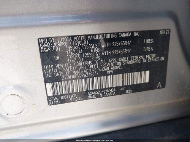 2T3W1RFV2PW279617 Toyota Rav4 Xle