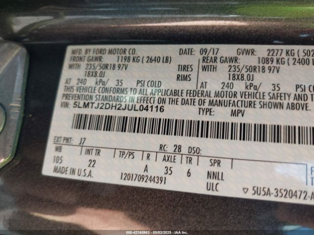 5LMTJ2DH2JUL04116 Lincoln MKC SELECT