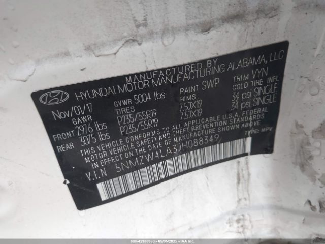 5NMZW4LA3JH088349 Hyundai Santa Fe Sport 2.0t Ultimate