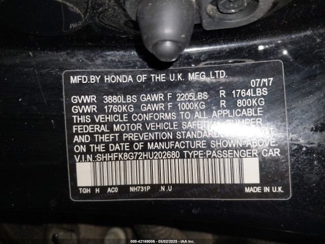SHHFK8G72HU202680 Honda Civic Type R Touring