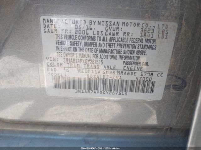 3N1AB7APXGY287515 Nissan 2016