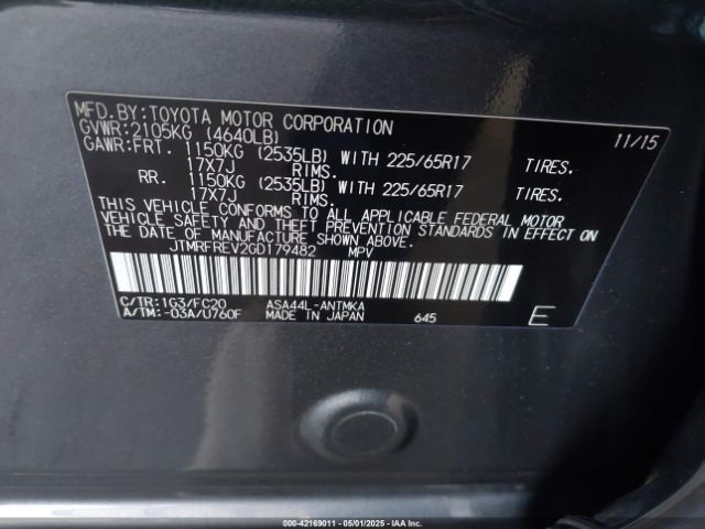 JTMRFREV2GD179482 Toyota Rav4 Xle