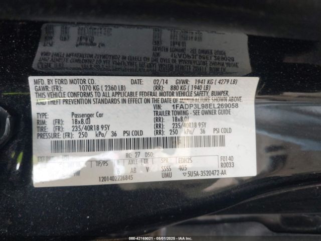 1FADP3L98EL269058 Ford FOCUS ST
