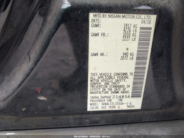 1N4AL3APXGC214856 Nissan Altima 2.5 Sl