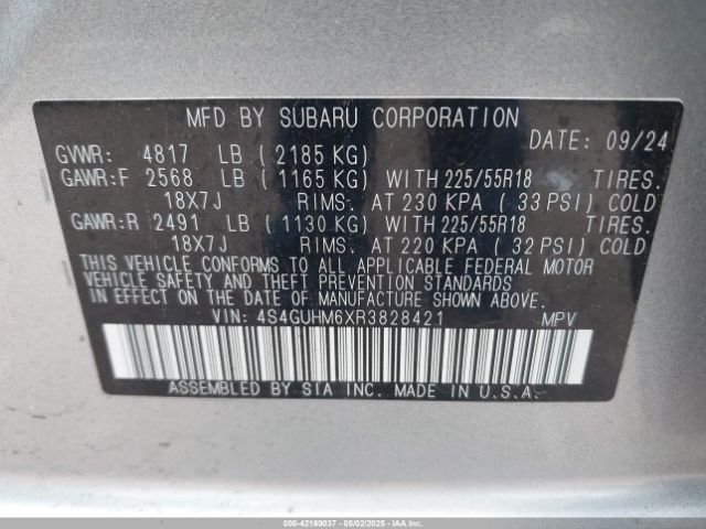 4S4GUHM6XR3828421 Subaru Crosstrek Limited