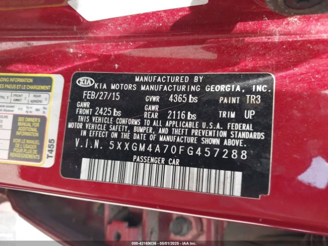 5XXGM4A70FG457288 KIA Optima Lx