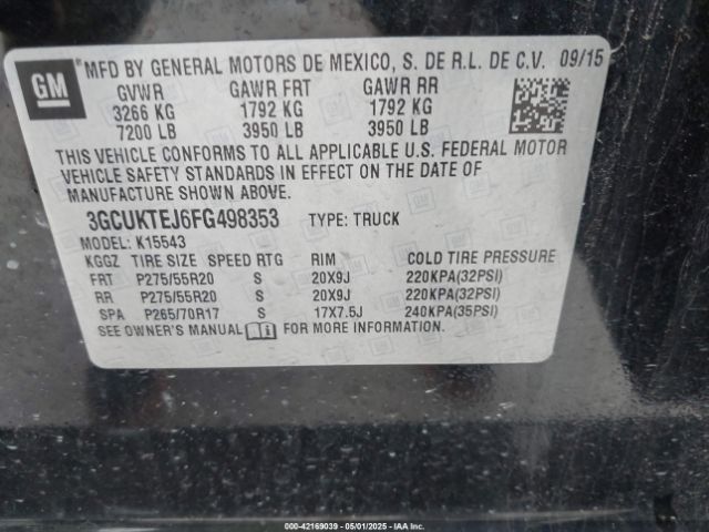 3GCUKTEJ6FG498353 Chevrolet Silverado 1500 High Country