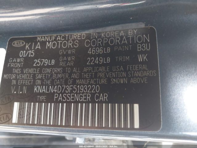 KNALN4D73F5193220 KIA v6 gdi lambda ii