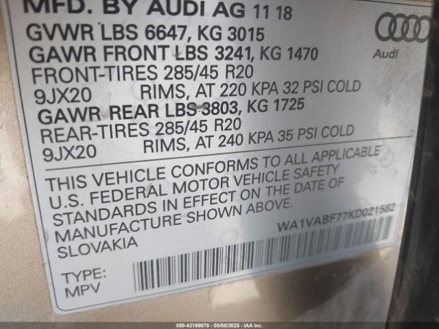 2019 AUDI Q7 WA1VABF77KD021582 Photo 8