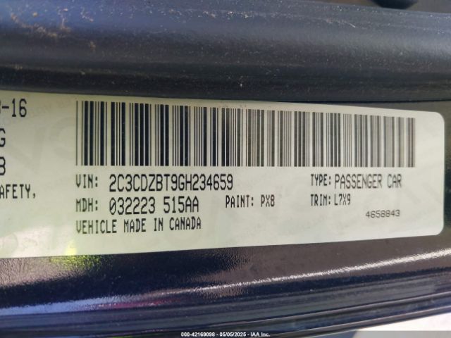 2C3CDZBT9GH234659 Dodge Challenger R/t