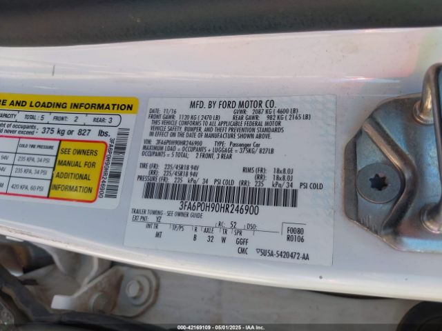 3FA6P0H90HR246900 Ford FUSION SE