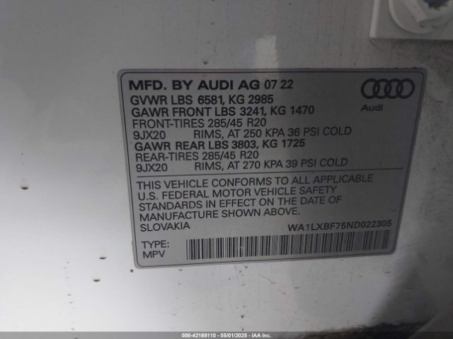 2022 AUDI Q7 WA1LXBF75ND022305 Photo 8