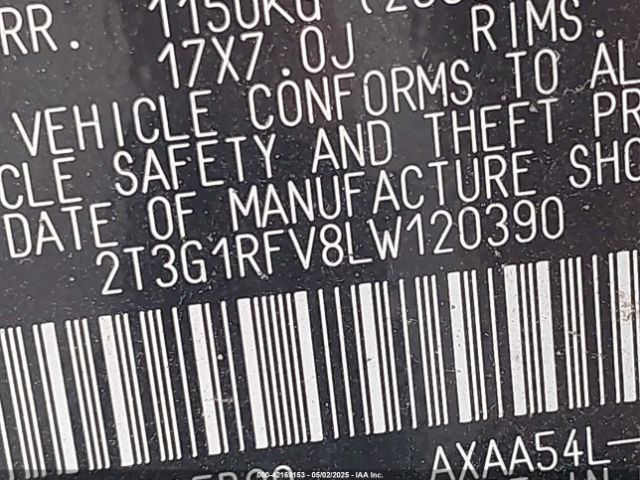 2T3G1RFV8LW120390 Toyota RAV4 LE