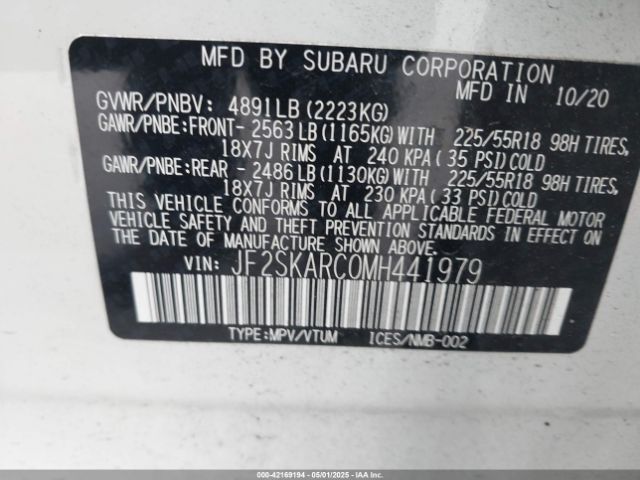 JF2SKARC0MH441979 Subaru Forester Sport