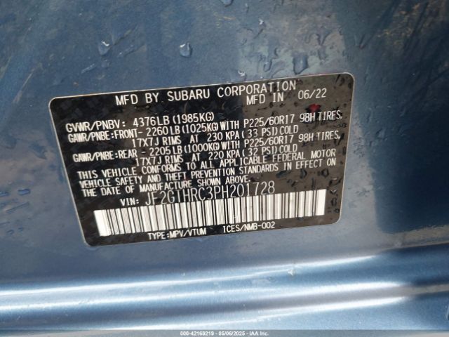 JF2GTHRC3PH201728 Subaru Crosstrek Sport