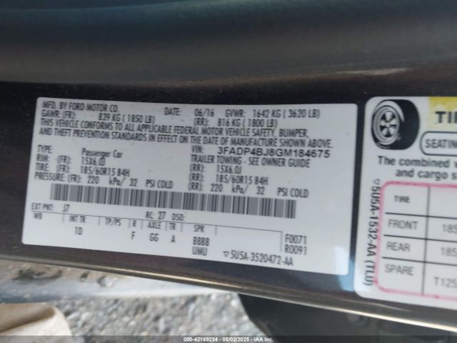 3FADP4BJ8GM184675 Ford FIESTA SE