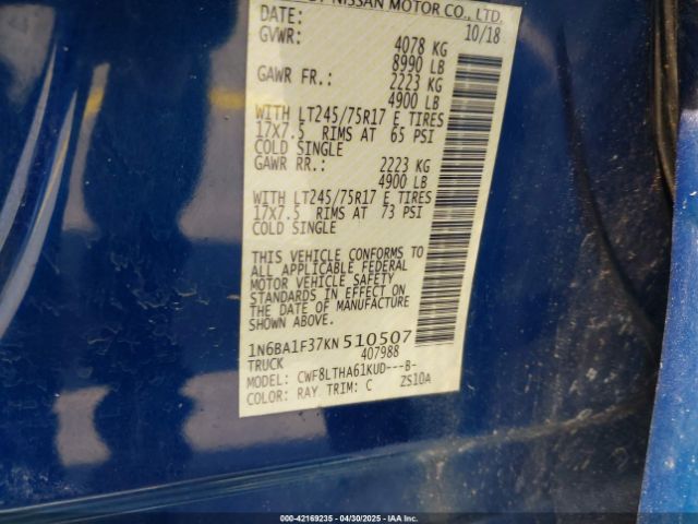 1N6BA1F37KN510507 Nissan Titan Xd Sv Diesel