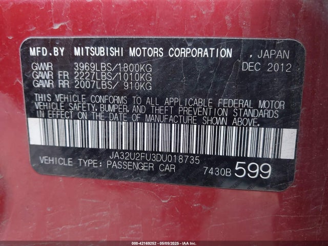 2013 MITSUBISHI LANCER JA32U2FU3DU018735 Photo 8