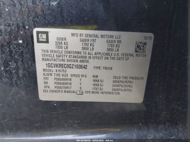 1GCVKREC8GZ160642 Chevrolet Silverado 1500 2lt