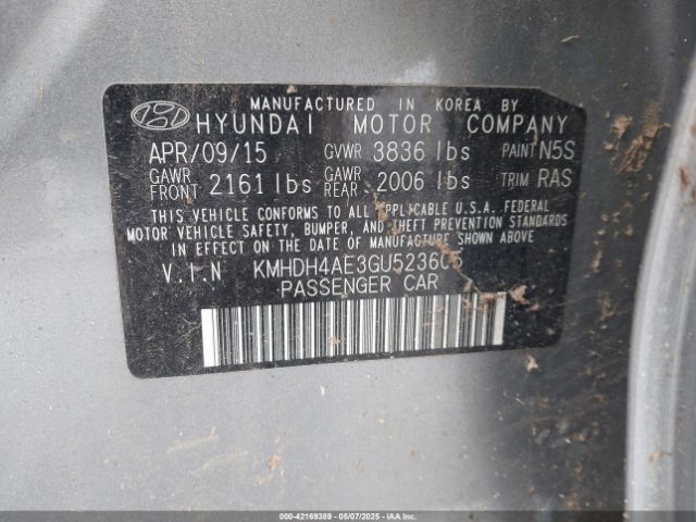 KMHDH4AE3GU523605 Hyundai ELANTRA SE