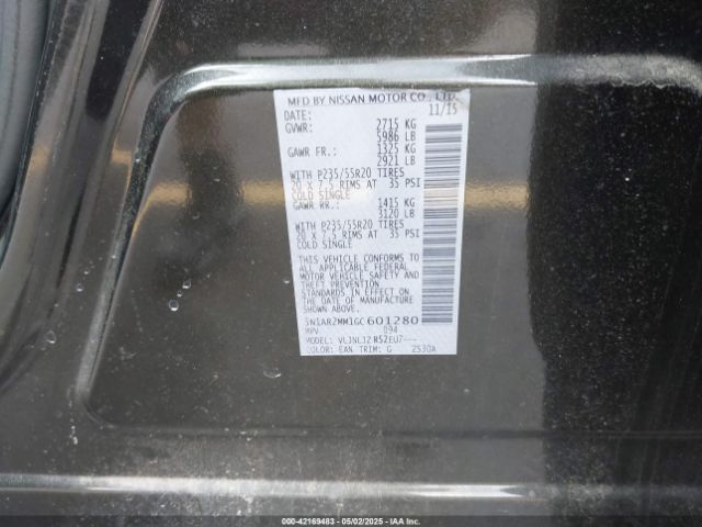5N1AR2MM1GC601280 Nissan Pathfinder Platinum