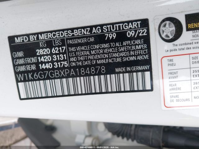 W1K6G7GBXPA184878 Mercedes-Benz S 580 4matic