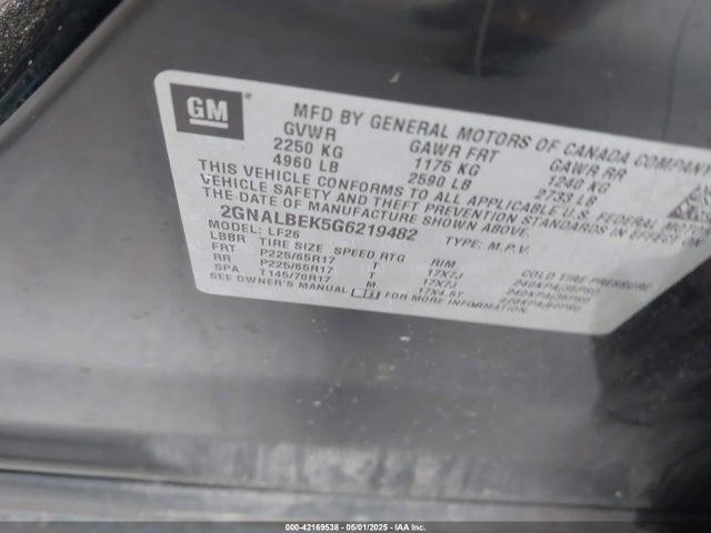2GNALBEK5G6219482 Chevrolet EQUINOX LS
