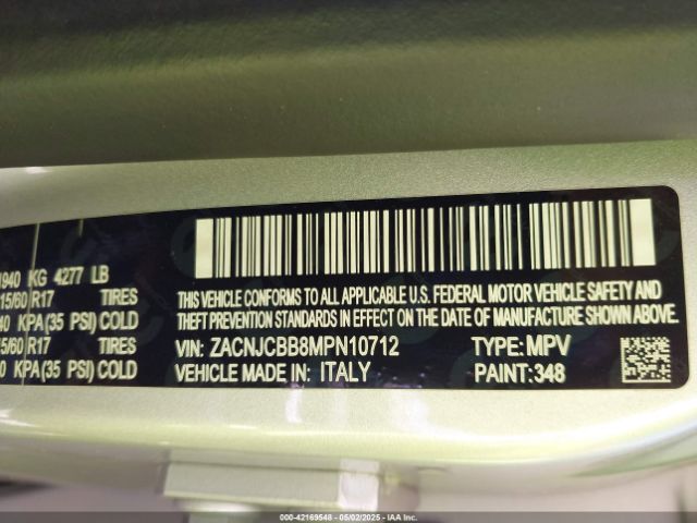 ZACNJCBB8MPN10712 Jeep Renegade Latitude Fwd