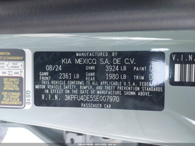 3KPFU4DE5SE007970 KIA K4 Ex