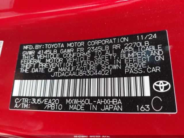 2024 TOYOTA PRIUS JTDACAAU8R3044021 Photo 8