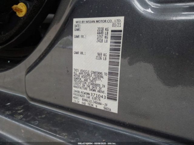 1N4BL4CWXMN371043 Nissan Altima Sr Intelligent Awd