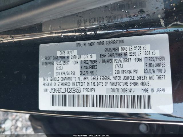 JM3KFBCL0H0209458 Mazda Cx-5 Touring