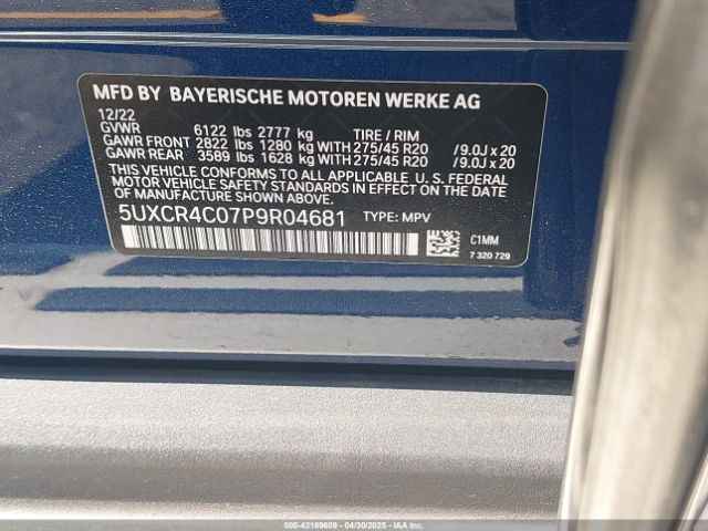 5UXCR4C07P9R04681 BMW X5 Sdrive40i