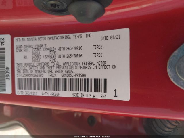 5TFCZ5AN5MX260305 Toyota Tacoma Trd Off-road