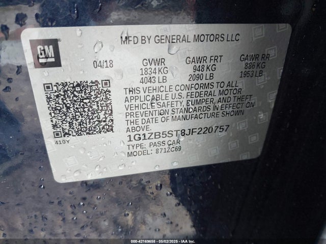 1G1ZB5ST8JF220757 Chevrolet Malibu 1ls