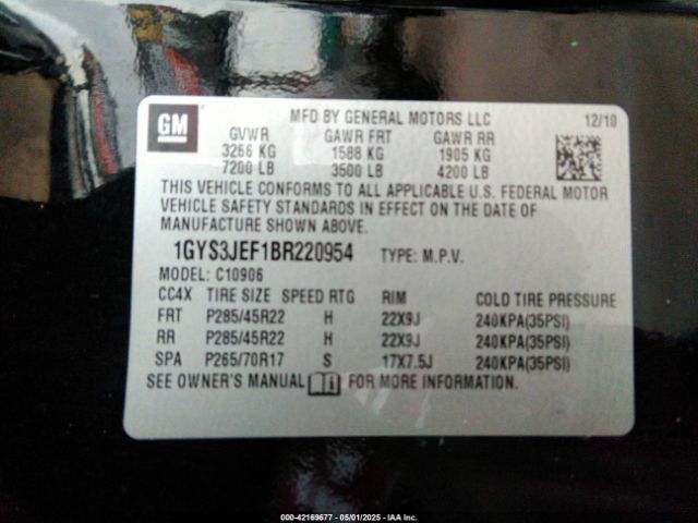 2011 CADILLAC ESCALADE ESV 1GYS3JEF1BR220954 Photo 8