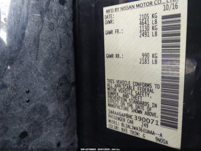 Nissan Maxima 3.5 Sv 2017 1N4AA6AP8HC390071 Image 9