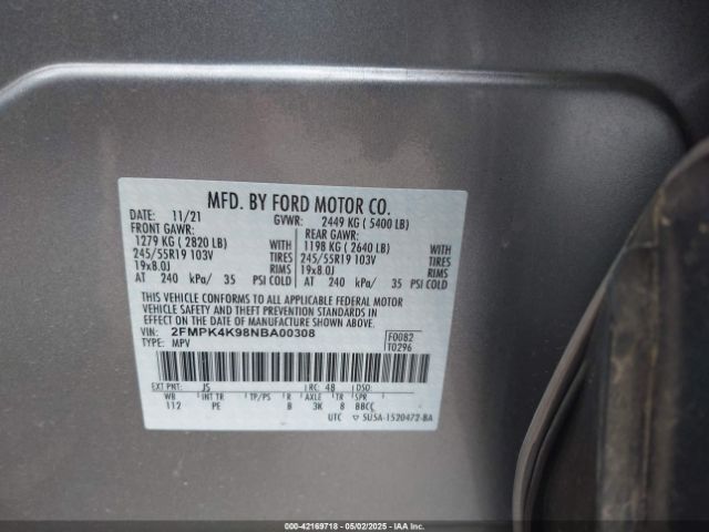 2FMPK4K98NBA00308 Ford Edge Titanium