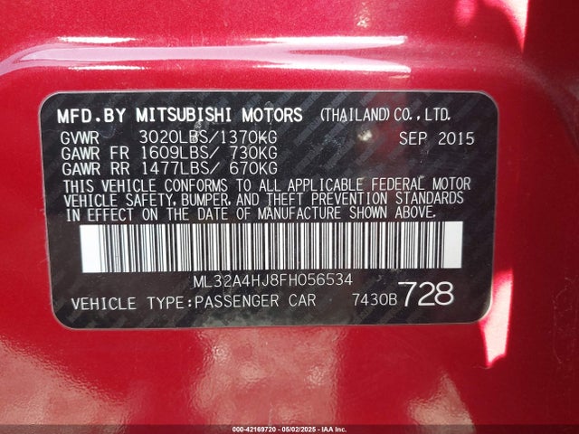 Mitsubishi 2015 2015 ML32A4HJ8FH056534 Image 9