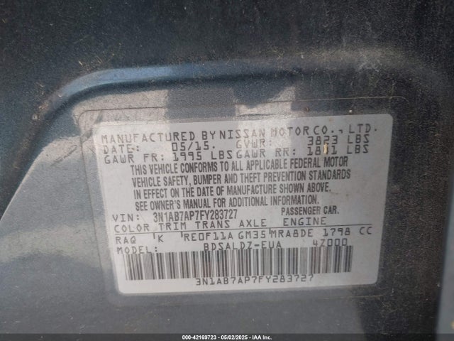3N1AB7AP7FY283727 Nissan SENTRA SV