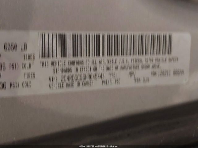 2C4RDGCG6HR645444 Dodge Grand Caravan Sxt