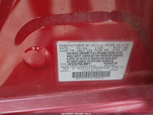 3N1CE2CP5GL380617 Nissan Versa Note Sv