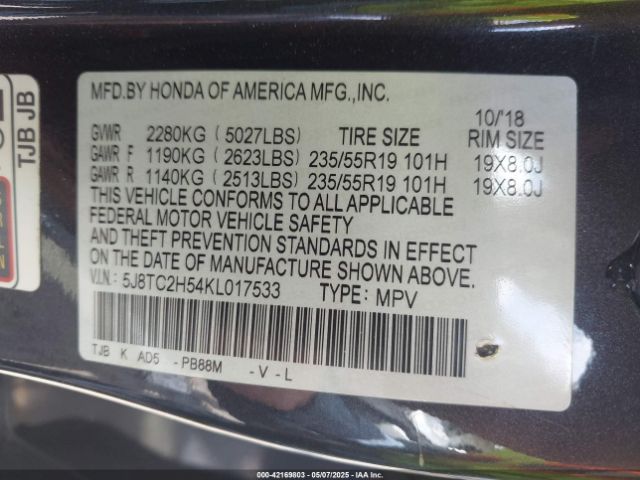 2019 ACURA RDX 5J8TC2H54KL017533 Photo 8
