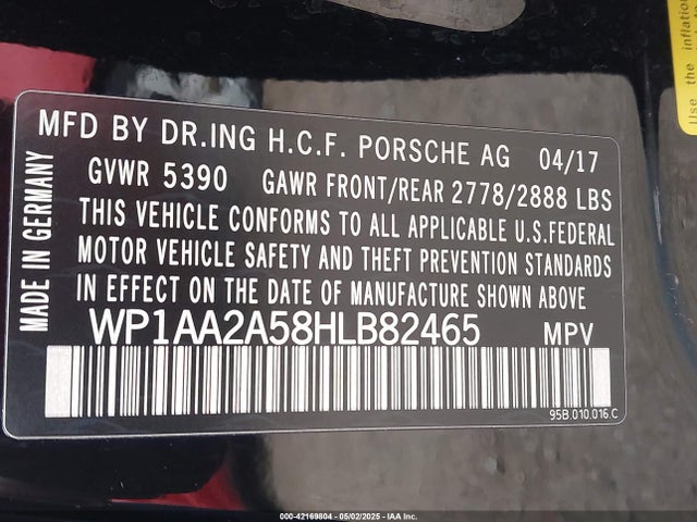 Porsche Macan 2017 WP1AA2A58HLB82465 Image 9